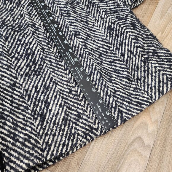 Hawke & Co Women's Size 14 Black White Herringbone Wool Blend Snap Jacket Coat - Picture 13 of 13